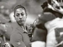  ?? Paul Sancya / Associated Press ?? Bucs assistant Maral Javadifar says she’s excited “to be on the forefront” for female coaches working in the NFL.