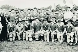  ??  ?? The way we were: Charlie sits front and centre with the cup as Cavan celebrate winning the 1967 Ulster final against Down, while (right) Charlie receives the O’Gorman Cup from Ambassador John G Molloy at Wembley in 1966