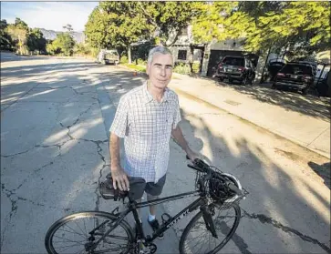  ?? Maria Cardona Los Angeles Times ?? PATRICK PASCAL, who was injured when the rear wheel of his bike got trapped in a crack on Griffith Park Boulevard, sued the city and settled for $200,000 last year — part of $19 million in such payouts by L.A. in 2017.