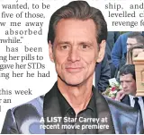  ??  ?? A LIST Star Carrey at recent movie premiere