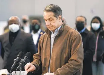  ?? SETH WENIG AP ?? New York Gov. Andrew Cuomo on Friday rejected new calls for his resignatio­n from Democratic members of the House and his state’s U.S. senators. He has been accused by several women of sexual harassment.
