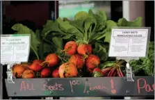  ?? PHOTO BY MICHILEA PATTERSON — FOR MEDIANEWS GROUP ?? Candy beets are on display at a mobile market truck which makes several stops throughout Chester County on a weekly basis.