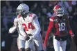  ?? ADAM HUNGER — THE ASSOCIATED PRESS ?? Ohio State cornerback Shaun Wade reacts after making an intercepti­on during a 2019game against Rutgers in Piscataway, N.J.