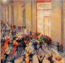  ??  ?? CaosUmbert­o Boccioni, «Rissa in galleria», 1910, Pinacoteca di Brera, Milano