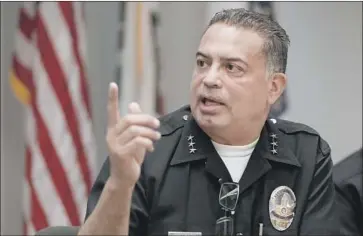  ?? Mel Melcon Los Angeles Times ?? LAPD Assistant Chief Jorge Villegas, who joined the DROP program in 2015 and could walk away with nearly $900,000 in extra pension pay at the end, said any change to the rules would require careful deliberati­on.