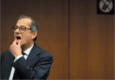  ?? VIRGINIA MAYO — THE ASSOCIATED PRESS ?? Italian Finance Minister Giovanni Tria waits for the start of a meeting of eurozone finance ministers at the EU Council building in Brussels.