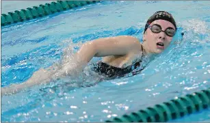  ?? Photo by Ernest A. Brown ?? Davies Tech’s Mackenzie Grant helped the Patriots win their first meet as a program Wednesday night when they defeated Burrillvil­le at CCRI-Lincoln.