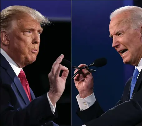  ?? BRENDAN SMIALOWSKI AND JIM WATSON — AFP VIA GETTY IMAGES/TNS ?? Former President Donald Trump, 76, and President Joe Biden, 80, could face political headwinds if challenged for reelection by younger candidates.