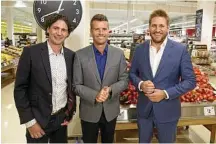  ?? PHOTO: CHANNEL 7 ?? My Kitchen Rules judges Colin Fassnidge and Pete Evans with guest judge Curtis Stone, right.