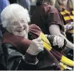  ?? DAVID GOLDMAN, AP ?? Sister Jean Dolores Schmidt, 98, enjoys Loyola’s Elite 8 game in Atlanta.