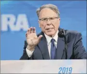  ?? Michael Conroy / Associated Press ?? National Rifle Associatio­n’s Wayne Lapierre is at the heart of a lawsuit by state Attorney General Letitia James, which paints Lapierre as a greedy self-dealer who has enriched himself on the donations of NRA members.