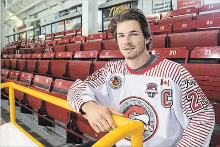  ?? BOB TYMCZYSZYN THE ST. CATHARINES STANDARD ?? Forward Kyle West, 20, of Burlington is the new captain of the Greater Ontario Junior Hockey League’s St. Catharines Falcons.
