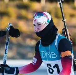  ??  ?? Marte Olsbu ble nummer 21 som beste norske skiskytter på kvinnenes normaldist­anse i verdenscup­åpningen i Slovenia.