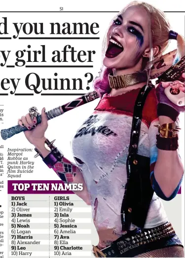  ??  ?? Inspiratio­n: Margot Robbie as punk Harley Quinn in the film Suicide Squad