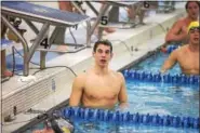  ?? PHOTOS COURTESY UNIVERSITY OF DELAWARE ATHLETICS ?? University of Delaware freshman Kevin Basch (Pottsgrove) won the 1,000-meter freestyle and took second in the 500 free at the Blue Hens’ season-ending dual meet against Towson.