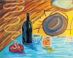  ?? Saatchi Gallery ?? ’Still life with wine bottle, cigarette and drunk gentleman’ by Aleksandra Issa.