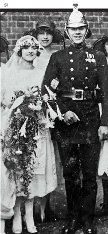  ??  ?? Love: Marrying Leslie, a fireman and pilot, in 1922