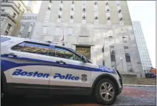  ?? STAFF PHOTO BY NICOLAUS CZARNECKI ?? A Boston Police cruiser seen in front of the Suffolk Superior Court.