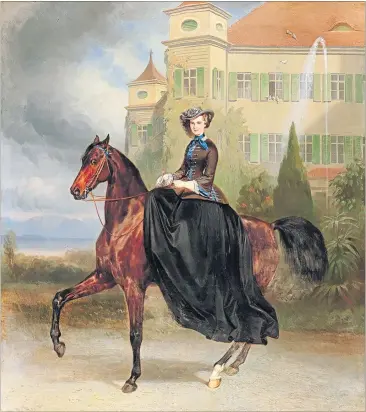  ?? [ Dorotheum] ?? „Kaiserin Elisabeth v. Österreich als Prinzessin-Braut zu Possenhofe­n“, 1853, Piloty/Adam, 128 x 108 cm.