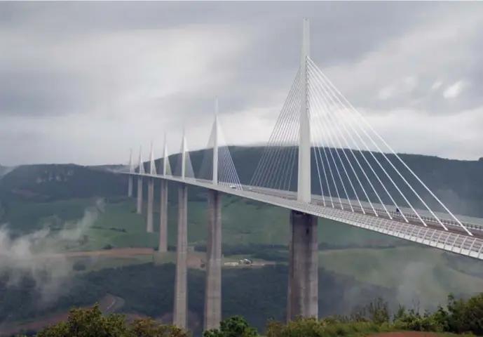  ??  ?? Het beroemde viaduct van Millau werd mee gefinancie­rd door het Franse fonds Eiffage. © blg