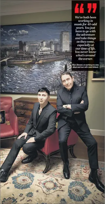  ??  ?? Jools Holland and Marc Almond are touring their first album together, A Lovely Life to Live, after years of playing live together with Holland’s Rhythm and Blues Orchestra. Inset, Almond was awarded an OBE earlier this year.