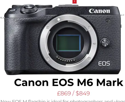  ??  ?? 1
Canon’s EVF‑DC2 viewfinder (available in a kit with the EOS M6 II) can be kept in a pocket and mounted to the hotshoe when required. This keeps the camera pocketable and portable.
2
While the lack of full articulati­on is a pity, the fact that the screen flips 180° does make it more vlogging-friendly.
3
The new MF/AF toggle switch quickly becomes part of your muscle memory.