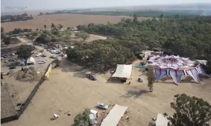  ?? Photograph: Telegram ?? Drone footage showing the aftermath of the attack on a music festival in southern Israel by Hamas, in which at least 260 people were killed.