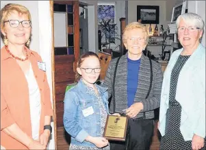  ?? SUBMITTED PHOTO ?? Island Lime and its manager, Mary Robinson, received the Friend of Farmers Helping Farmers Award. From left are group president Rosemary Herbert, Catherine Roberts, Hazel Robinson, who accepted the award on behalf of Robinson, and Teresa Mellish, the...