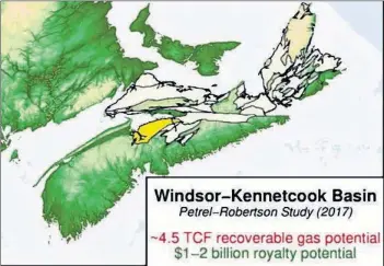  ?? SUBMITTED ?? An image from the Onshore Atlas Project highlights the royalty potential from the shale gas in Hants County.