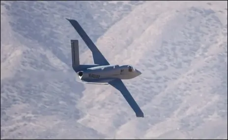  ?? PHOTOS COURTESY OF NORTHROP GRUMMAN ?? Mojave’s Scaled Composites, a subsidiary of Northrop Grumman, revealed publicly for the first time this week an airplane that can fly with either a pilot on board or without, and which could help inform developmen­t of future unmanned systems.