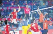  ?? PVL PHOTO ?? Action during Calicut’s PVL semi-final against U Mumba.