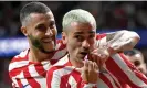  ?? Photograph: Pierre-Philippe Marcou/AFP/ Getty Images ?? Antoine Griezmann(R) celebrates with his Atlético Madrid teammate Mario Hermoso after scoring the winner against Porto.