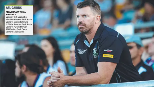  ?? Picture: STEWART McLEAN ?? DIARIES: Crocs' Coach Brad Cooper will study history as part of his preparatio­n for the club’s third straight Grand Final.