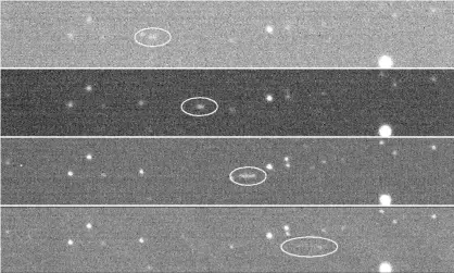 ?? Photograph: Handout ?? Skymapper images of asteroid 2018LA in transit.