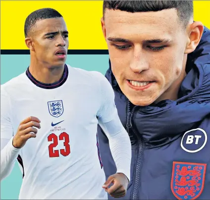  ??  ?? Facing the music: England pair Mason Greenwood (left) and Phil Foden are returning home to feel the wrath of their Manchester clubs