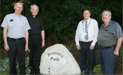  ??  ?? Bishop Denis Brennan, Fr Bill Cosgrave, Cll Willie Kavanagh and Liam Nolan, secretary, Monageer Parish Grotto Group.