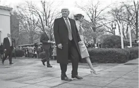  ?? PABLO MARTINEZ MONSIVAIS/AP ?? President Donald Trump and his wife Melania attended services at St. John’s Episcopal Church across from the White House on Jan. 20, just before his inaugurati­on.