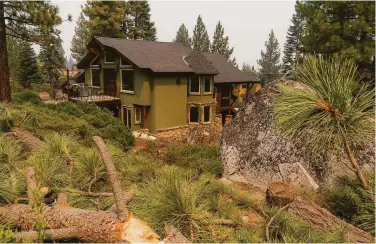  ?? Jungho Kim / Special to The Chronicle ?? Retired firefighte­r Scott Swift cut down some trees to provide more defensible space around his house.