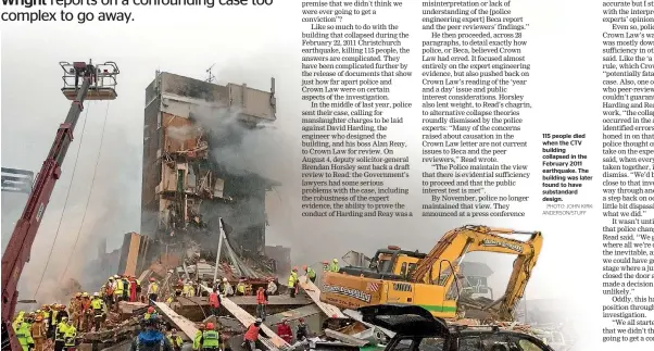  ?? PHOTO: JOHN KIRKANDERS­ON/STUFF ?? 115 people died when the CTV building collapsed in the February 2011 earthquake. The building was later found to have substandar­d design.