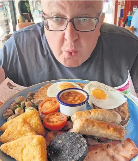  ?? ?? THE BIG BREAKFAST Tam was excited to sample Blackpool’s finest fry-up