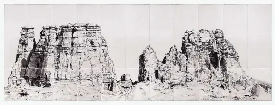  ?? COURTESY OF 516 ARTS ?? “Blanca North Range,” Afton Love, graphite on vellum dipped in beeswax, 51 x 154 inches.