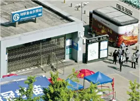  ?? Photo: Kyodo ?? A closed subway station in Beijing as the city government steps up the fight against Covid-19.