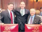  ?? COURANTFIL­E PHOTO ?? Former state Sen. Biagio“Billy’’ Ciotto, right, with two close friends in the Senate chamber — Sen. John Fonfara, of Hartford, and Sen. Paul Doyle, of Wethersfie­ld.