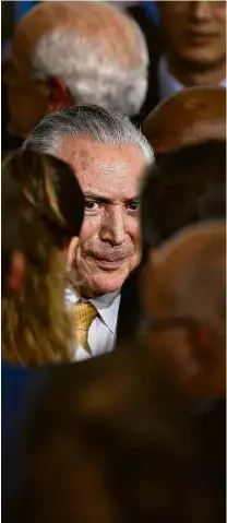  ??  ?? O presidente Michel Temer, durante cerimônia no Palácio do Planalto nesta quarta-feira (17)