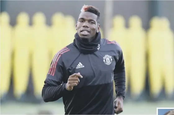  ??  ?? 2 Paul Pogba works out at Manchester United’s Carrington training complex yesterday, ahead of tonight’s Champions League clash with CSKA.