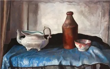  ??  ?? N.C. Wyeth (1882-1945), Still Life with Footed Cream Pitcher, ca. 1938. Oil on canvas, 25½ x 401/8 in., signed upper right: ‘N. C. Wyeth’.