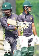  ?? AFP ?? Pakistan’s Babar Azam takes part in a training session at Dubai Sports City ahead of their first game against Hong Kong.