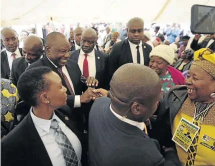  ?? / THULANI MBELE ?? Deputy President Cyril Ramaphosa at the Evangelica­l Presbyteri­an Church of Southern Africa in Chiawelo, Soweto, during his campaign for the ANC presidency.