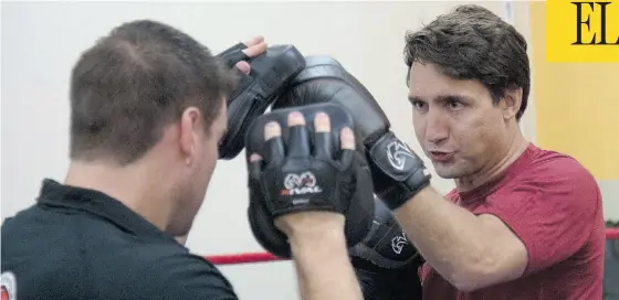  ?? PHOTOS: JONATHAN HAYWARD / THE CANADIAN PRESS ?? Justin Trudeau has mounted one of the most image-centric campaigns in living memory. Here, he works out in Vancouver.