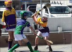  ??  ?? Action between Faythe Harriers and Glynn-Barntown in their Under-10 hurling on the quay encounter in Wexford on Saturday.